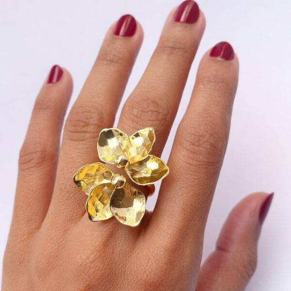 Anillo Doble Flor Modelo Moiras